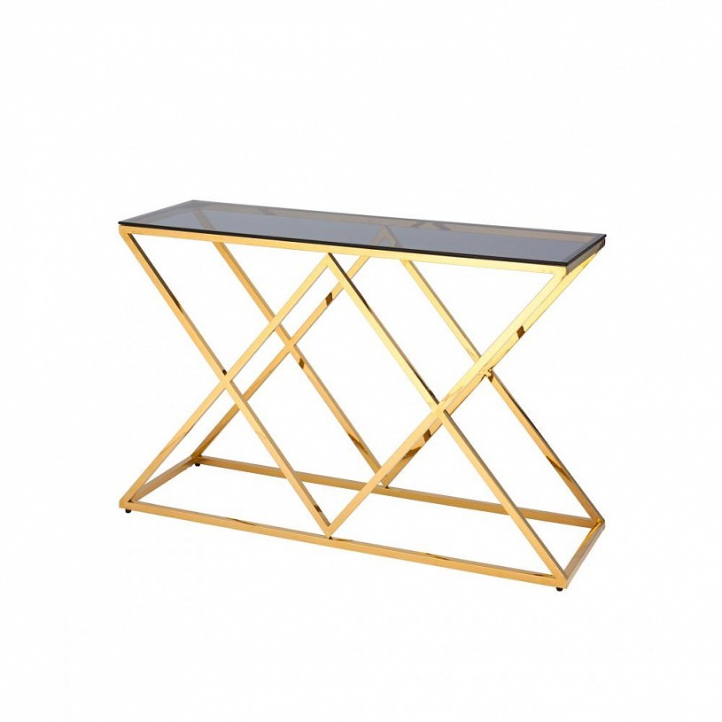 Консоль ИНСИГНИЯ 120*40, стекло smoke, сталь золото Консоль ИНСИГНИЯ 120*40, стекло smoke, сталь золото