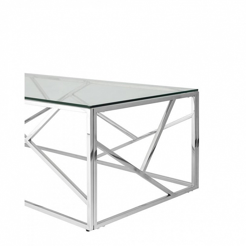 Журнальный стол 120*60 АРТ ДЕКО, прозрачное стекло, сталь серебро Журнальный стол 120*60 АРТ ДЕКО, прозрачное стекло, сталь серебро