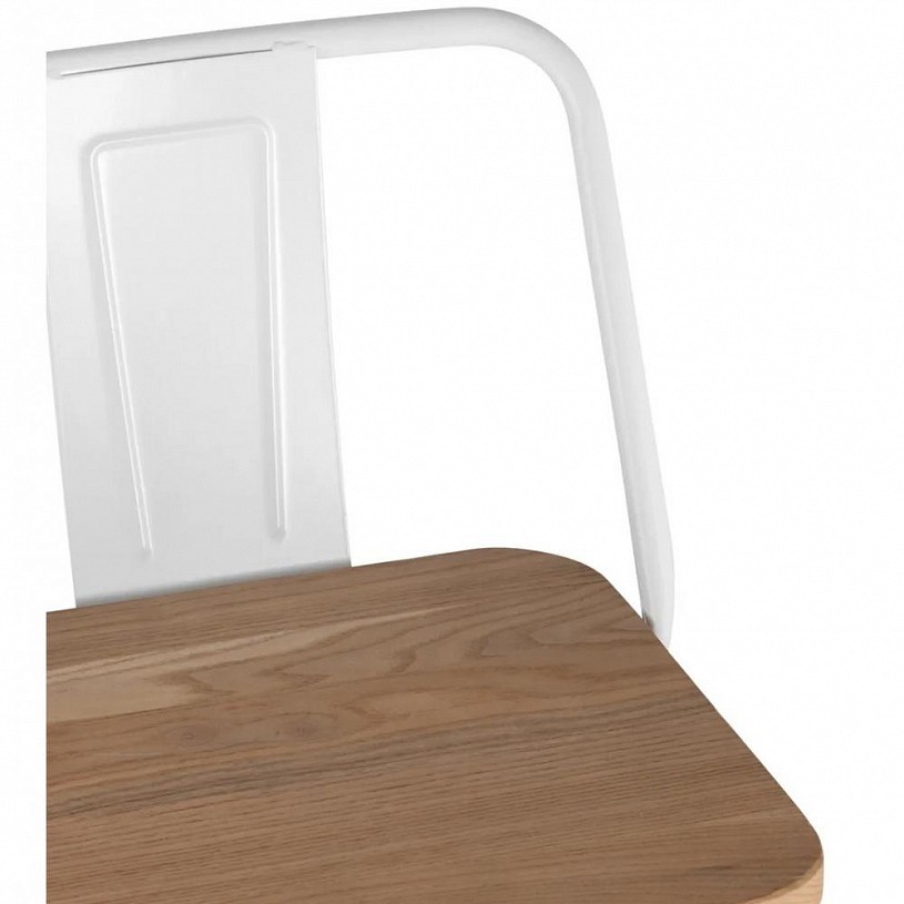 Стул барный TOLIX со спинкой белый глянцевый + светлое дерево Стул барный TOLIX со спинкой белый глянцевый + светлое дерево