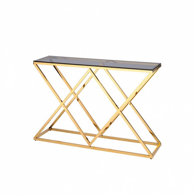 Консоль ИНСИГНИЯ 115*30, стекло smoke, сталь золото