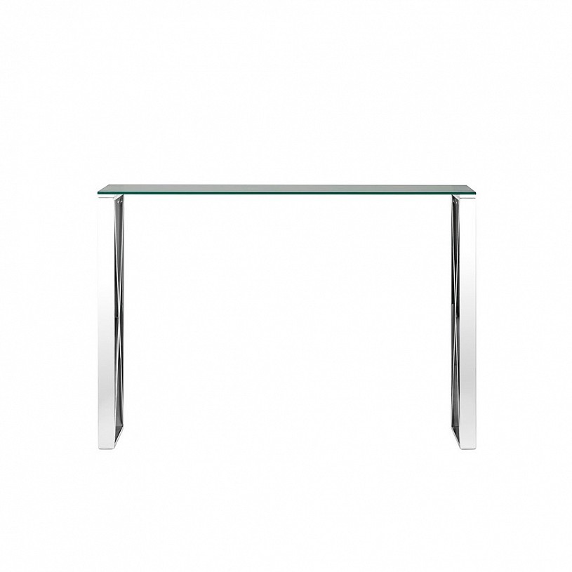 Консоль КРОСС 115*30, прозрачное стекло, сталь серебро Консоль КРОСС 115*30, прозрачное стекло, сталь серебро