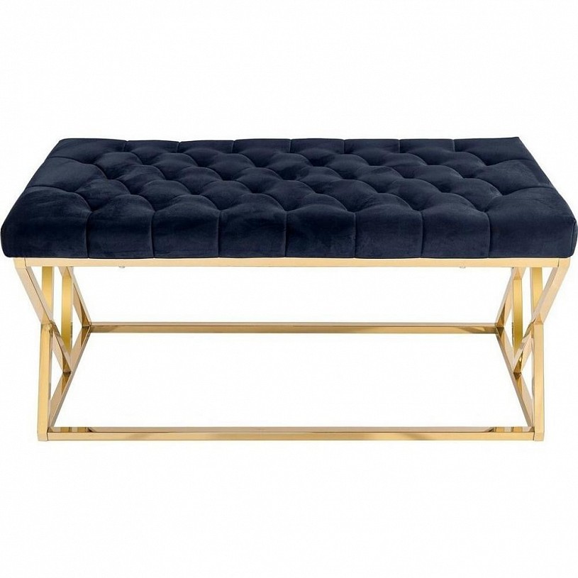 Банкетка-скамейка ИНСИГНИЯ, вельвет черный, сталь золото Банкетка-скамейка ИНСИГНИЯ, вельвет черный, сталь золото