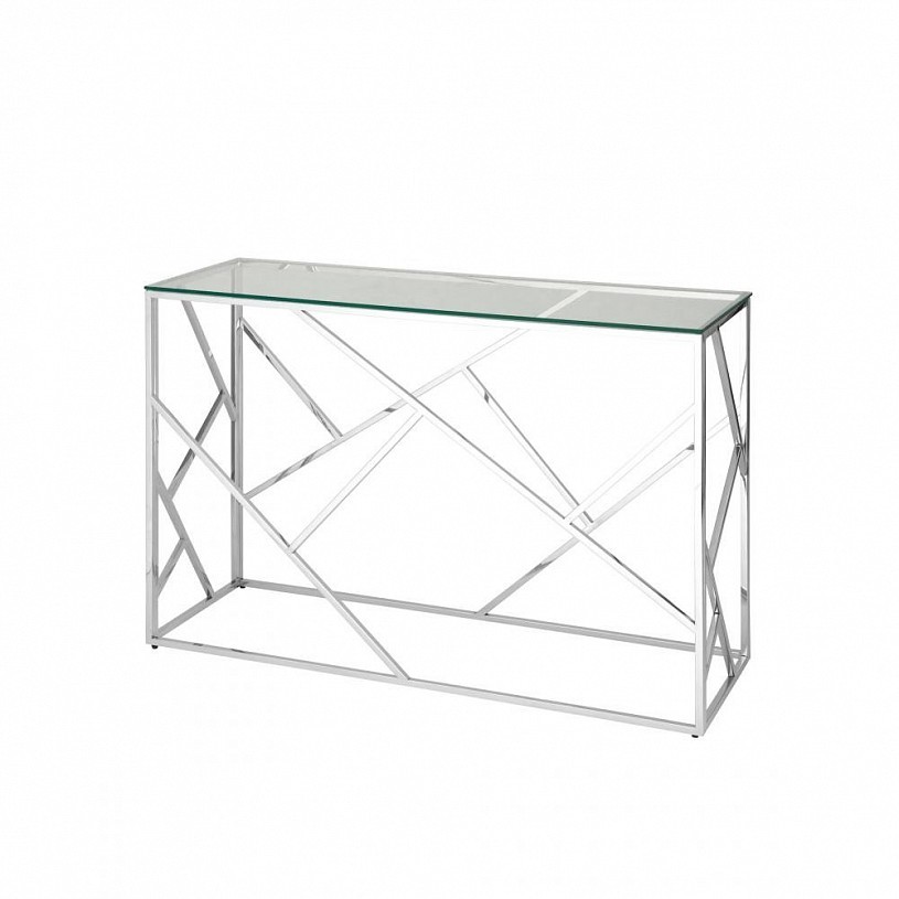 Консоль АРТ ДЕКО 120*40, прозрачное стекло, сталь серебро