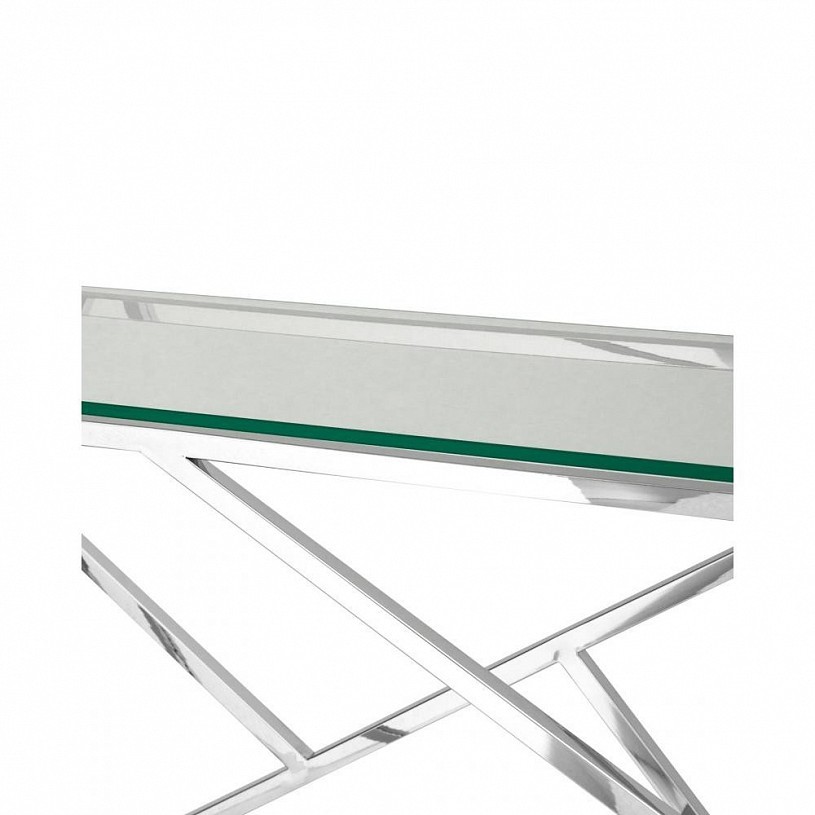 Консоль АРТ ДЕКО 115*30, прозрачное стекло, сталь серебро