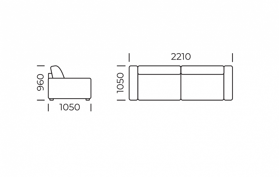 Прямой диван Катания (локти «массив»)
