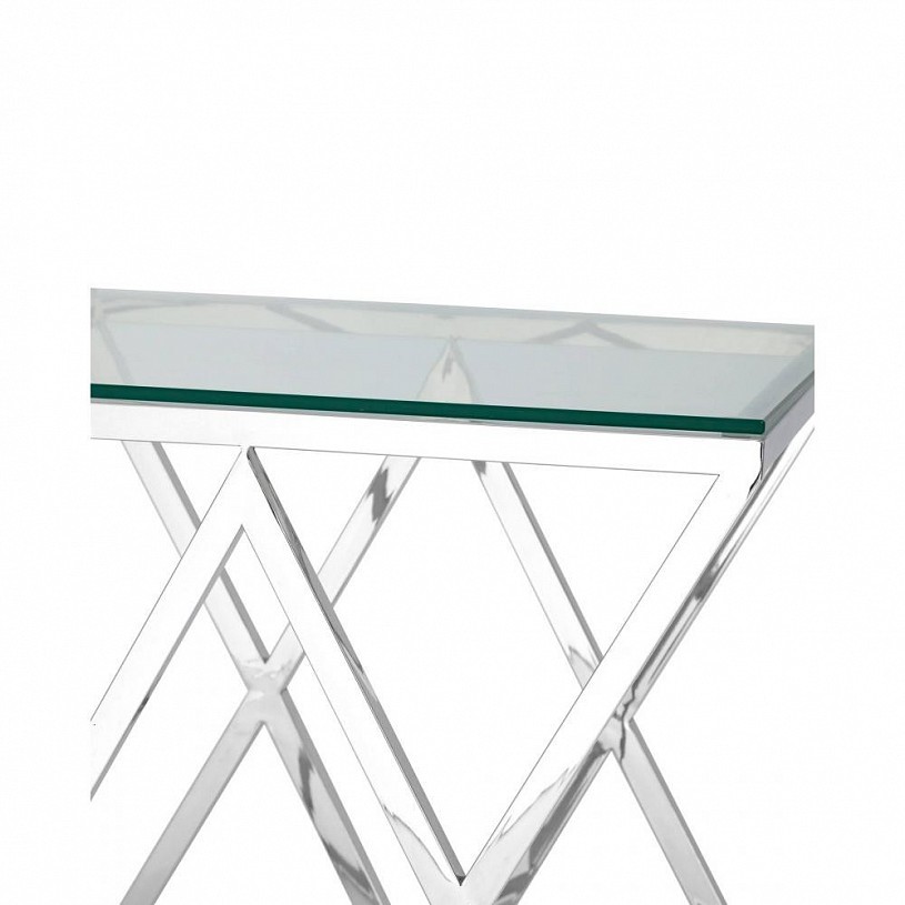 Журнальный стол 55*55 ИНСИГНИЯ, прозрачное стекло, сталь серебро Журнальный стол 55*55 ИНСИГНИЯ, прозрачное стекло, сталь серебро