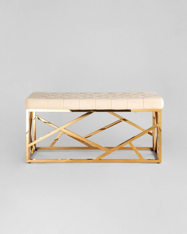 Банкетка-скамейка АРТ ДЕКО, вельвет бежевый, сталь золото Банкетка-скамейка АРТ ДЕКО, вельвет бежевый, сталь золото