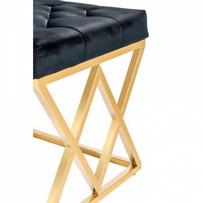 Банкетка-скамейка ИНСИГНИЯ, вельвет черный, сталь золото Банкетка-скамейка ИНСИГНИЯ, вельвет черный, сталь золото