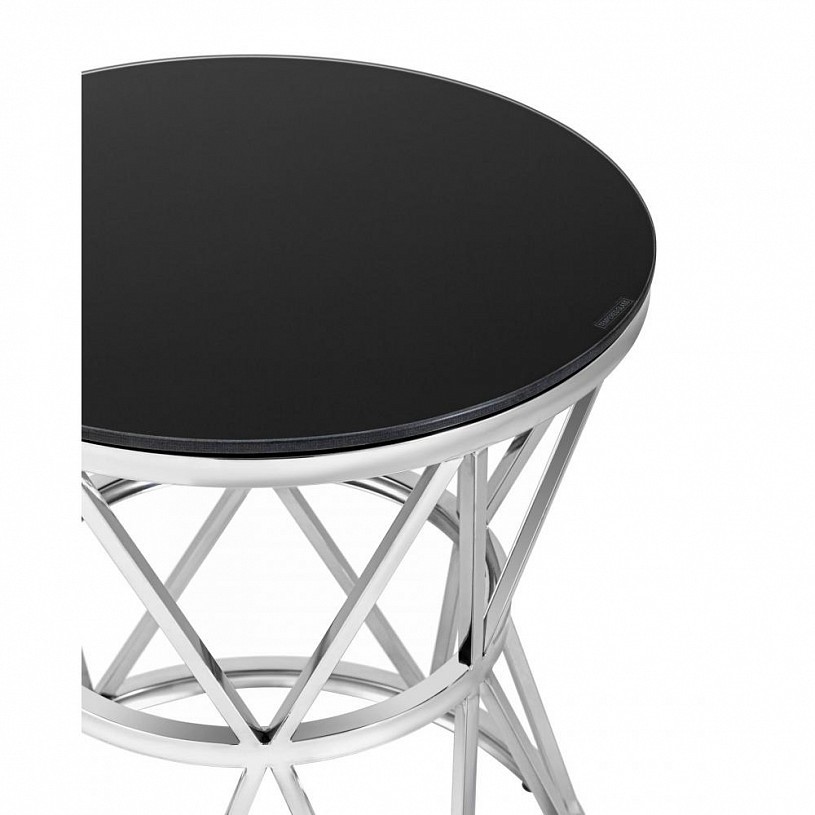 Журнальный столик 50*50 ВИВА, стекло черное, сталь серебро Журнальный столик 50*50 ВИВА, стекло черное, сталь серебро