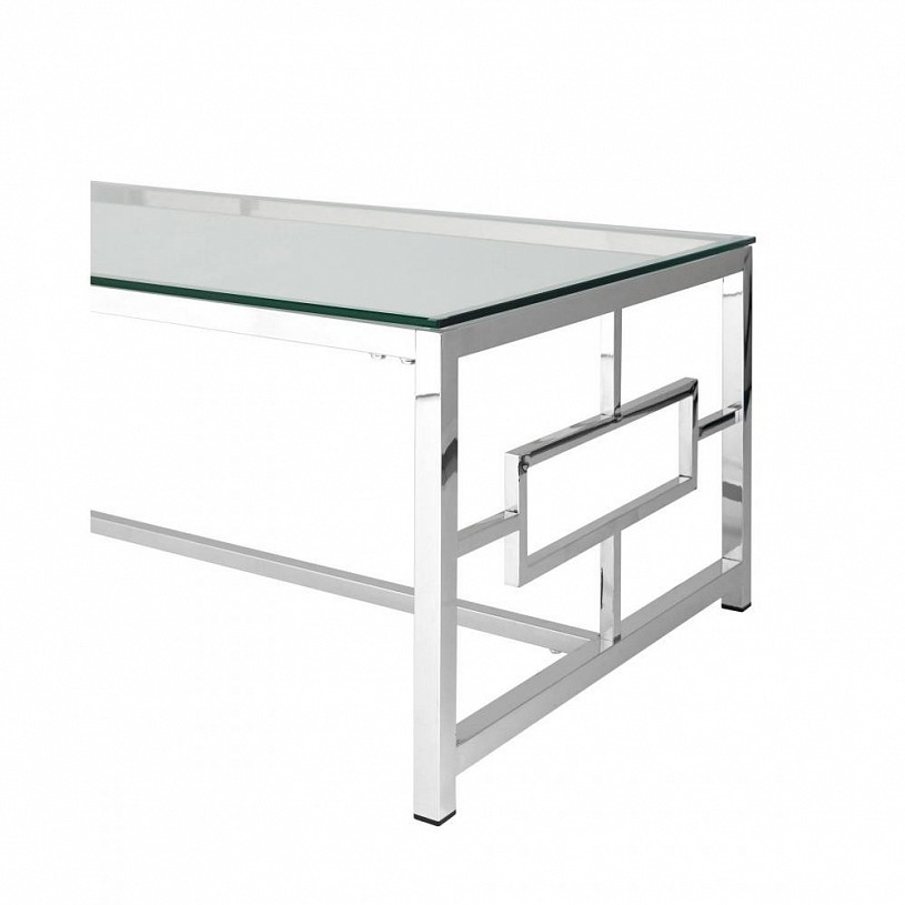 Журнальный стол 120*60 БРУКЛИН, прозрачное стекло, сталь серебро Журнальный стол 120*60 БРУКЛИН, прозрачное стекло, сталь серебро