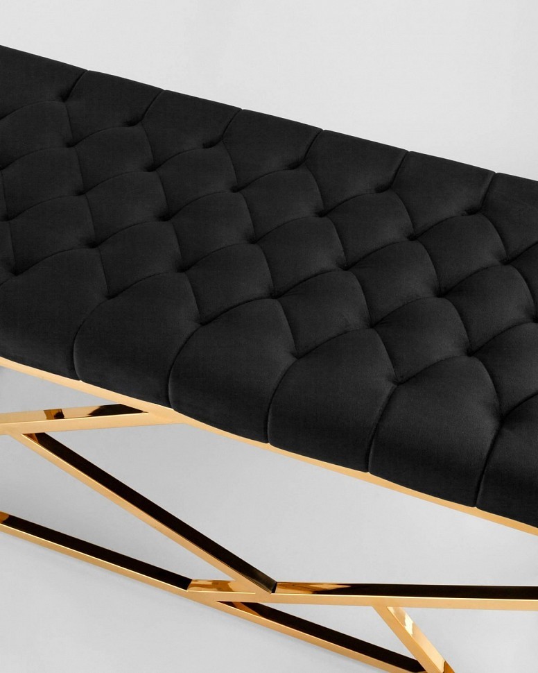 Банкетка-скамейка АРТ ДЕКО, вельвет черный, сталь золото Банкетка-скамейка АРТ ДЕКО, вельвет черный, сталь золото