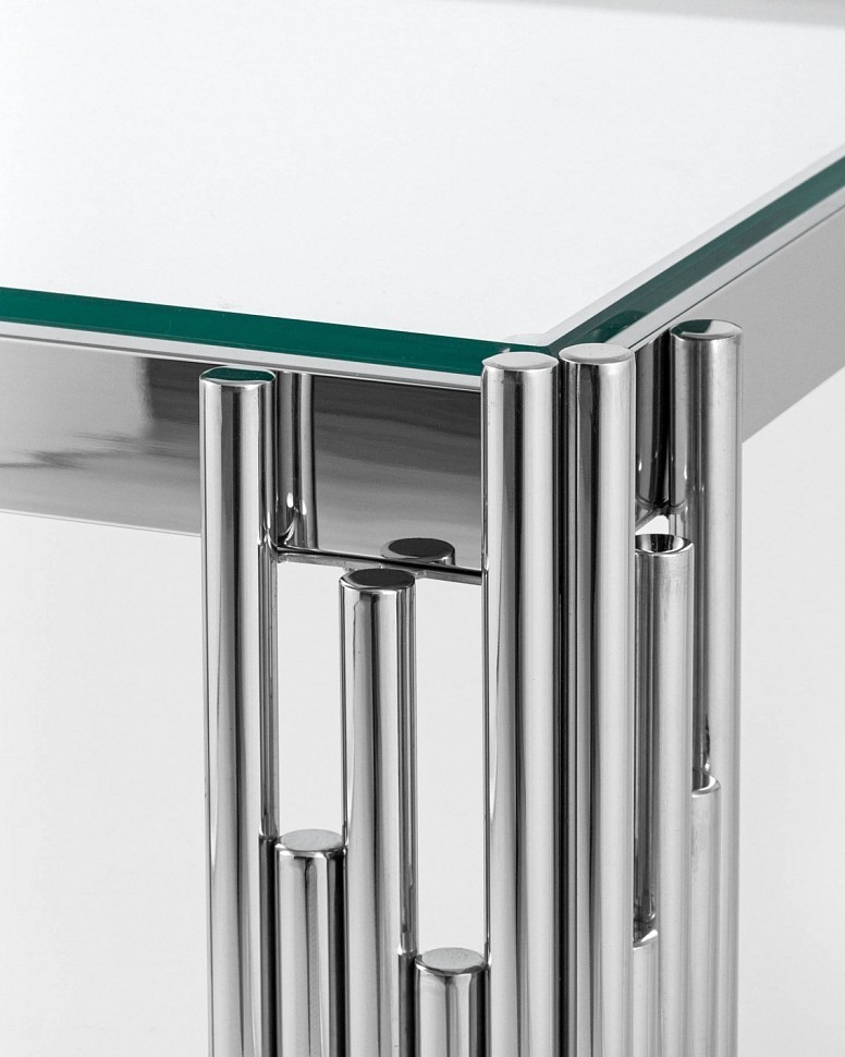 Журнальный столик 55*55 ГЭТСБИ, прозрачное стекло, сталь серебро Журнальный столик 55*55 ГЭТСБИ, прозрачное стекло, сталь серебро