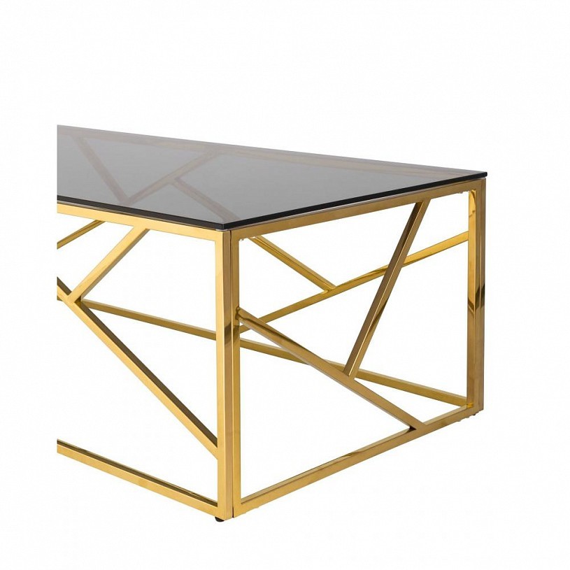 Журнальный стол 120*60 АРТ ДЕКО, стекло smoke, сталь золото Журнальный стол 120*60 АРТ ДЕКО, стекло smoke, сталь золото