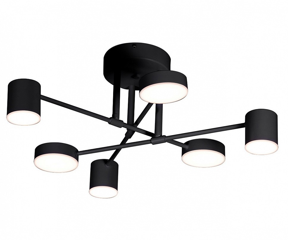 07649-6D,19(3000K) Люстра диммируемая Мекли черный d57 h25 Led 3*12W+3*16W (3000К) с пультом ДУ