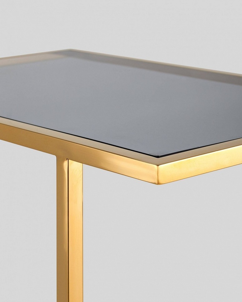 Журнальный столик 50*32 БОСТОН, стекло smoke, сталь золото Журнальный столик 50*32 БОСТОН, стекло smoke, сталь золото