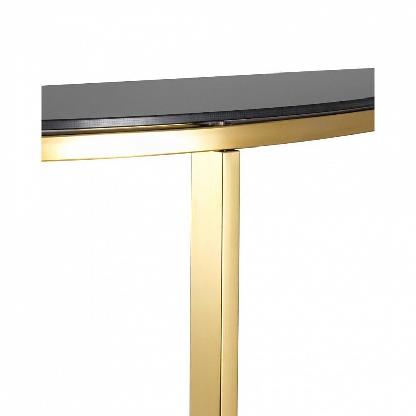 Консоль полукруглая АЛЬБА 115*30, стекло черное, сталь золото