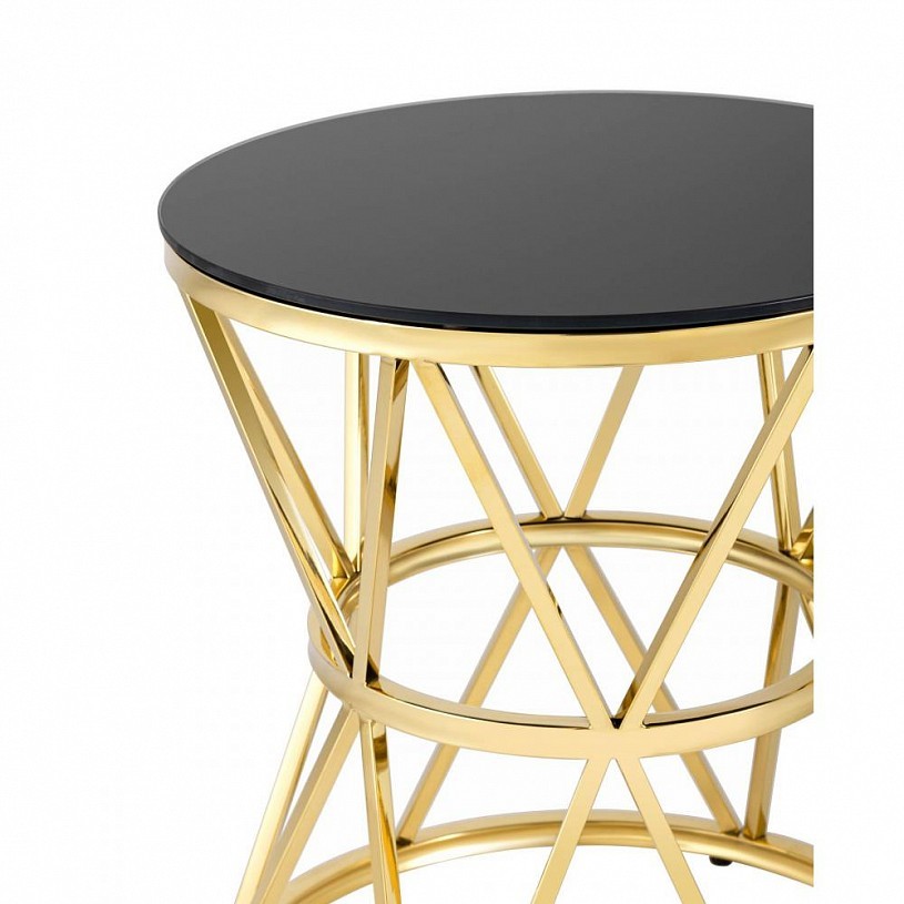 Журнальный столик 50*50 ВИВА, стекло черное, сталь золото Журнальный столик 50*50 ВИВА, стекло черное, сталь золото