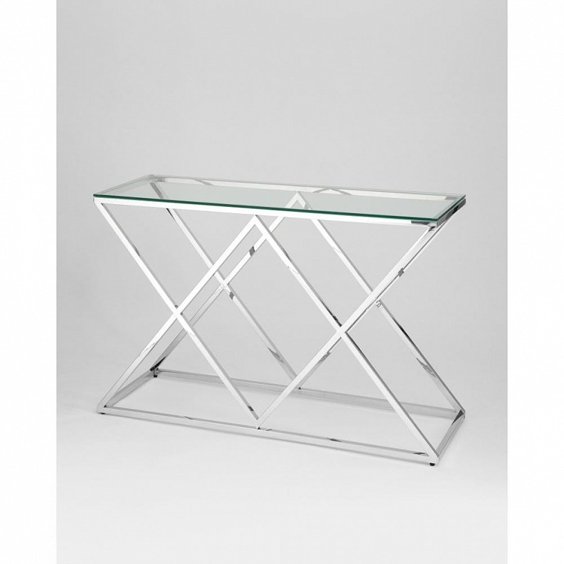 Консоль ИНСИГНИЯ 120*40, прозрачное стекло, сталь серебро