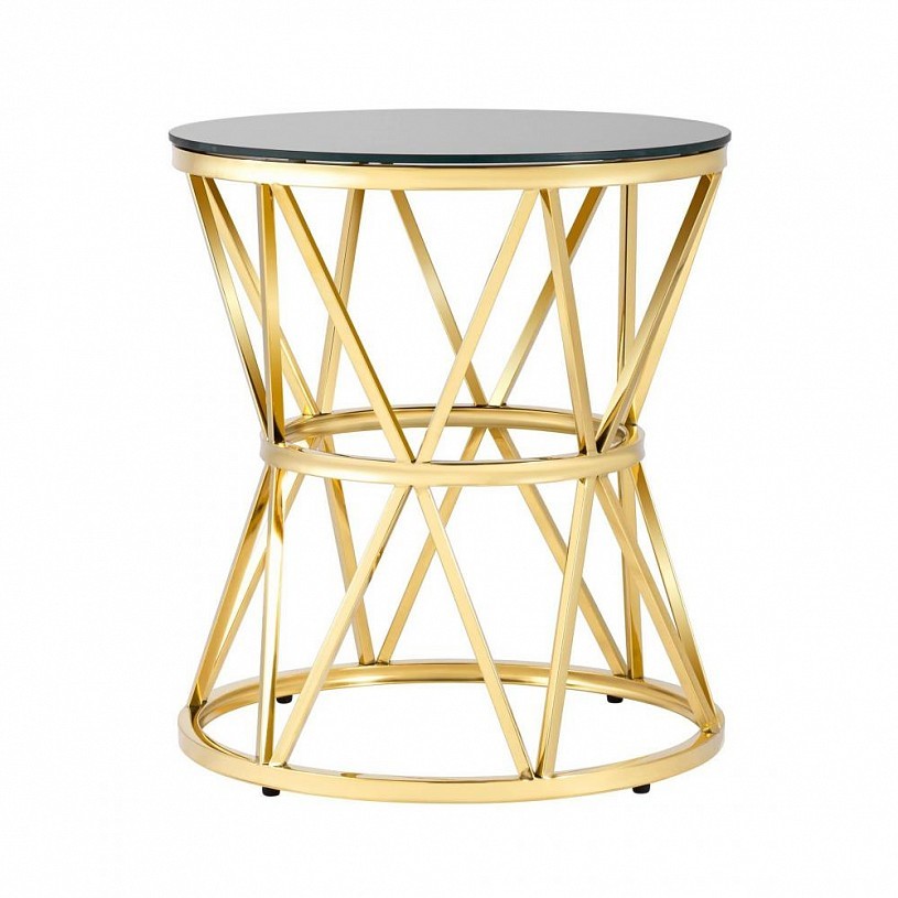 Журнальный столик 50*50 ВИВА, стекло черное, сталь золото Журнальный столик 50*50 ВИВА, стекло черное, сталь золото