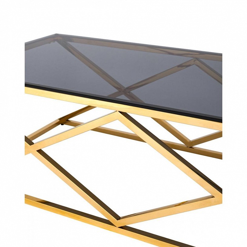 Журнальный стол 120*60 ИНСИГНИЯ, стекло smoke, сталь золото Журнальный стол 120*60 ИНСИГНИЯ, стекло smoke, сталь золото