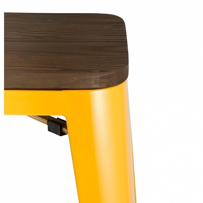 Стул барный TOLIX желтый глянцевый + темное дерево Стул барный TOLIX желтый глянцевый + темное дерево