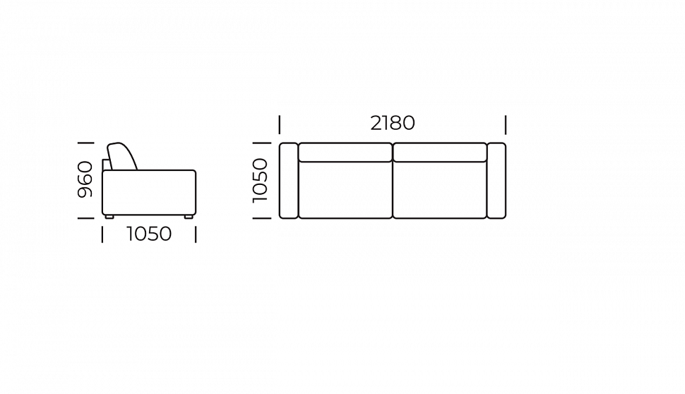 Приямой диван Амелия (локти «вшивные»)