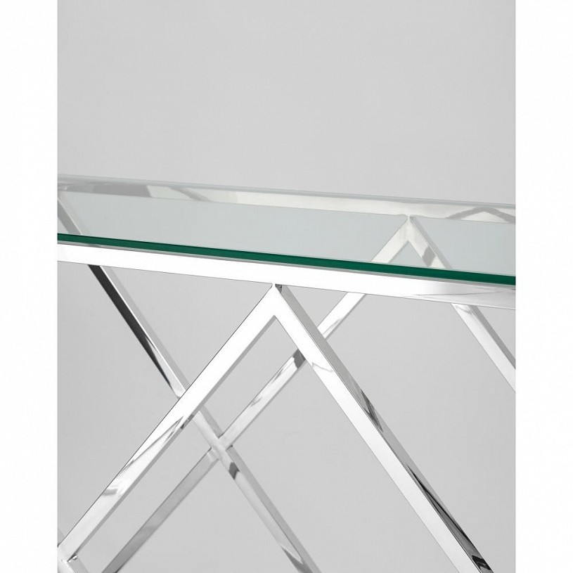 Консоль ИНСИГНИЯ 120*40, прозрачное стекло, сталь серебро