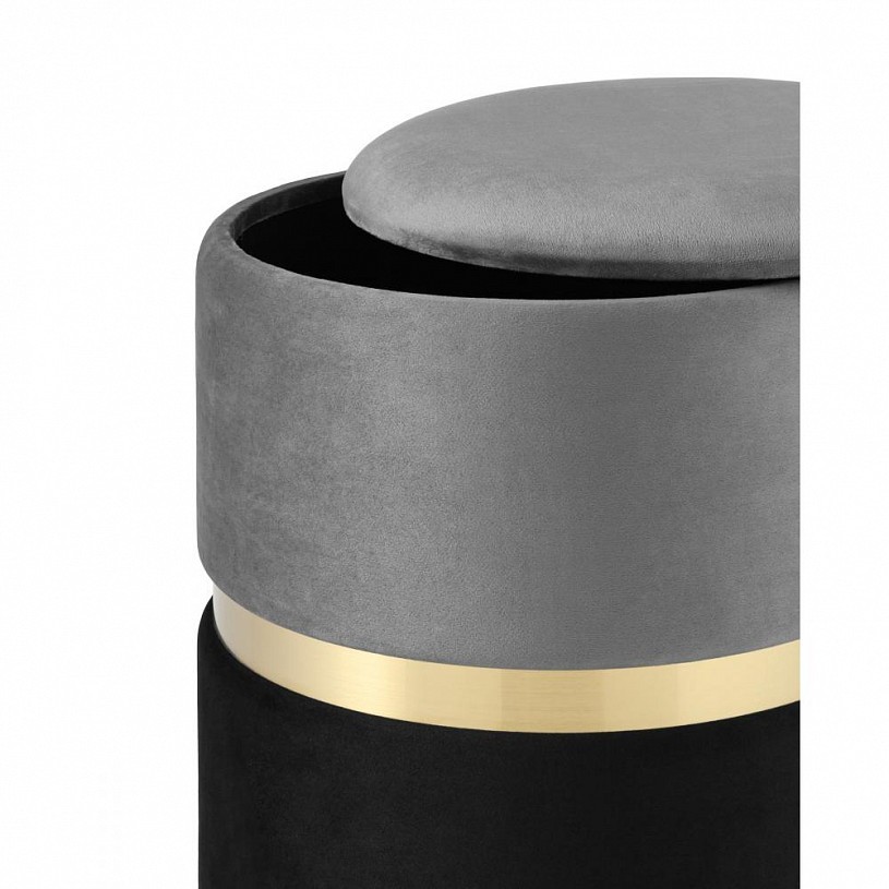 Пуф Кэрри с ящиком велюр серо-черный Пуф Кэрри с ящиком велюр серо-черный