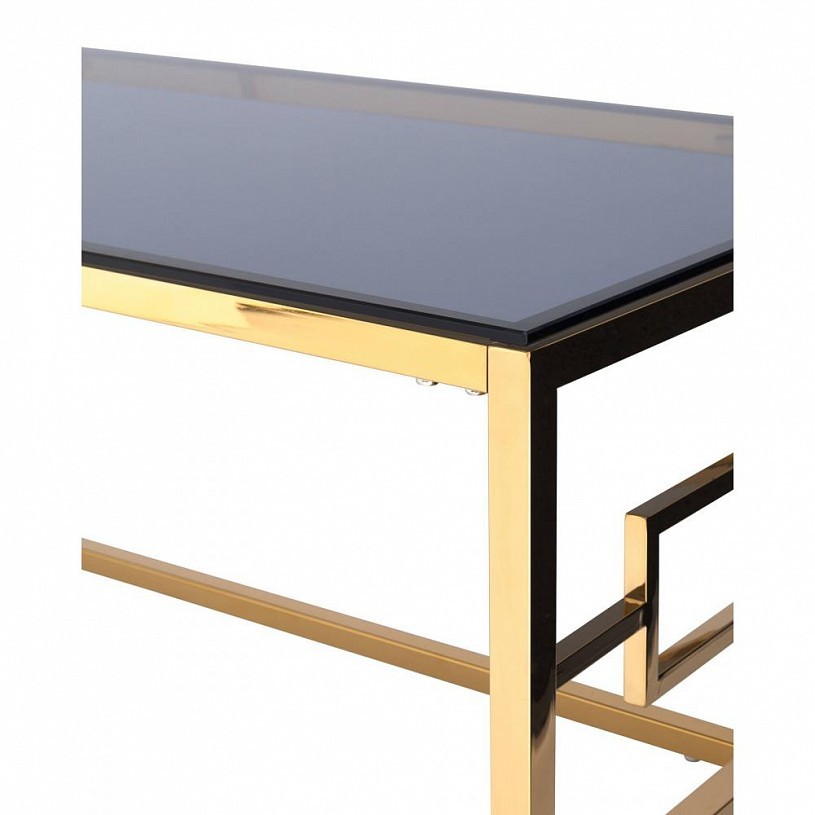 Журнальный стол 120*60 БРУКЛИН, стекло smoke, сталь золото Журнальный стол 120*60 БРУКЛИН, стекло smoke, сталь золото