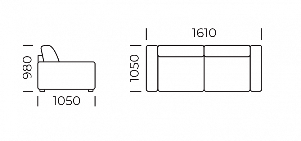 Прямой диван Венеция (локти «овал»)