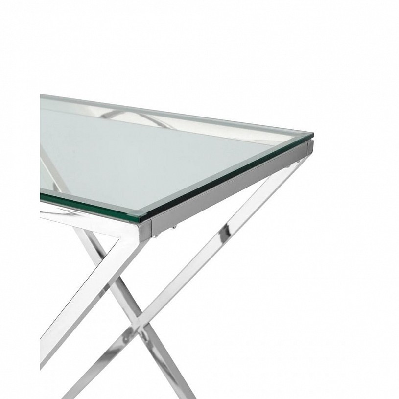 Консоль ИНСИГНИЯ 120*40, прозрачное стекло, сталь серебро