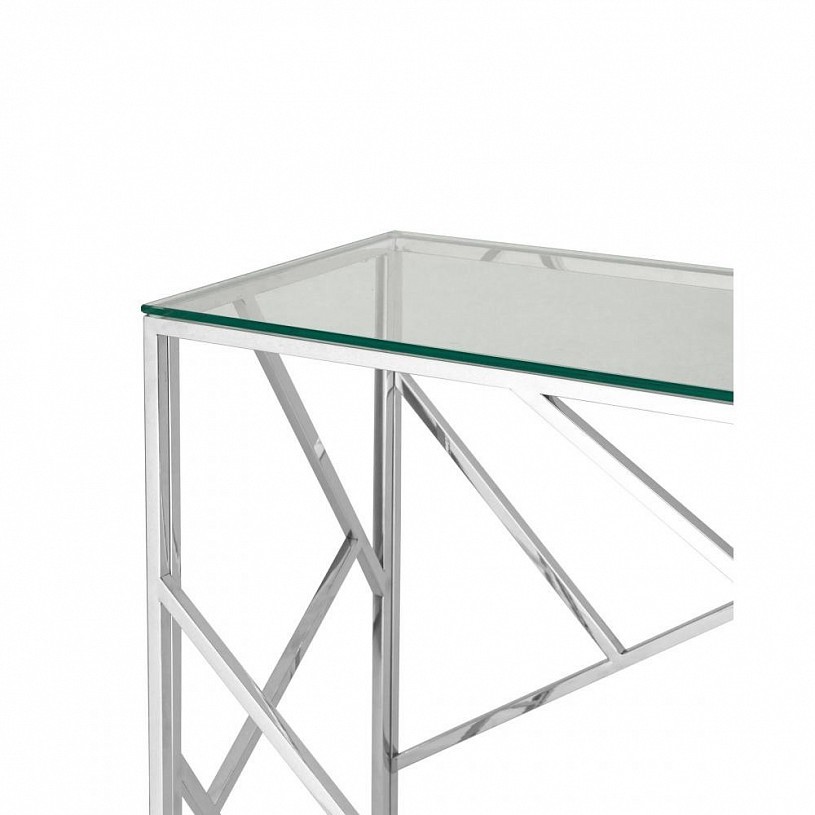 Консоль АРТ ДЕКО 120*40, прозрачное стекло, сталь серебро