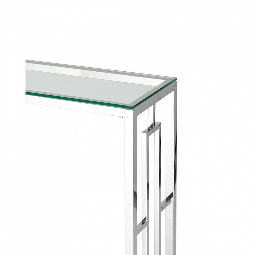 Консоль БРУКЛИН 115*30, прозрачное стекло, сталь серебро