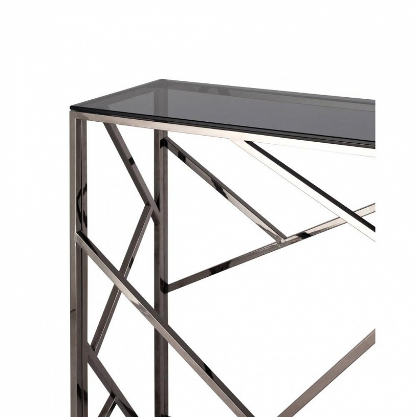 Консоль АРТ ДЕКО 115*30, стекло smoke, сталь тёмный хром Консоль АРТ ДЕКО 115*30, стекло smoke, сталь тёмный хром