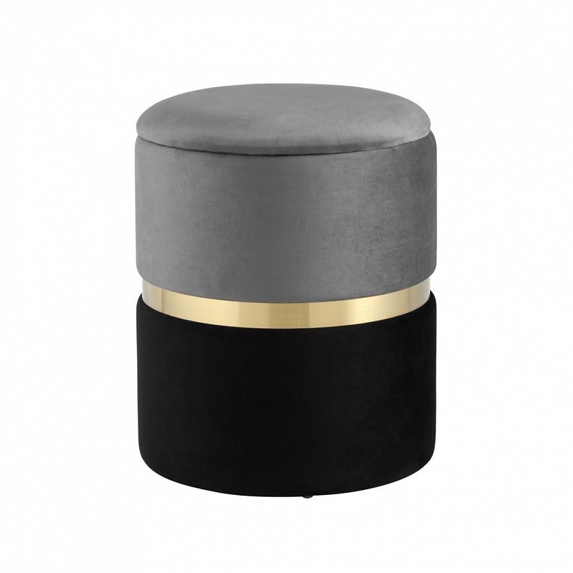 Пуф Кэрри с ящиком велюр серо-черный Пуф Кэрри с ящиком велюр серо-черный