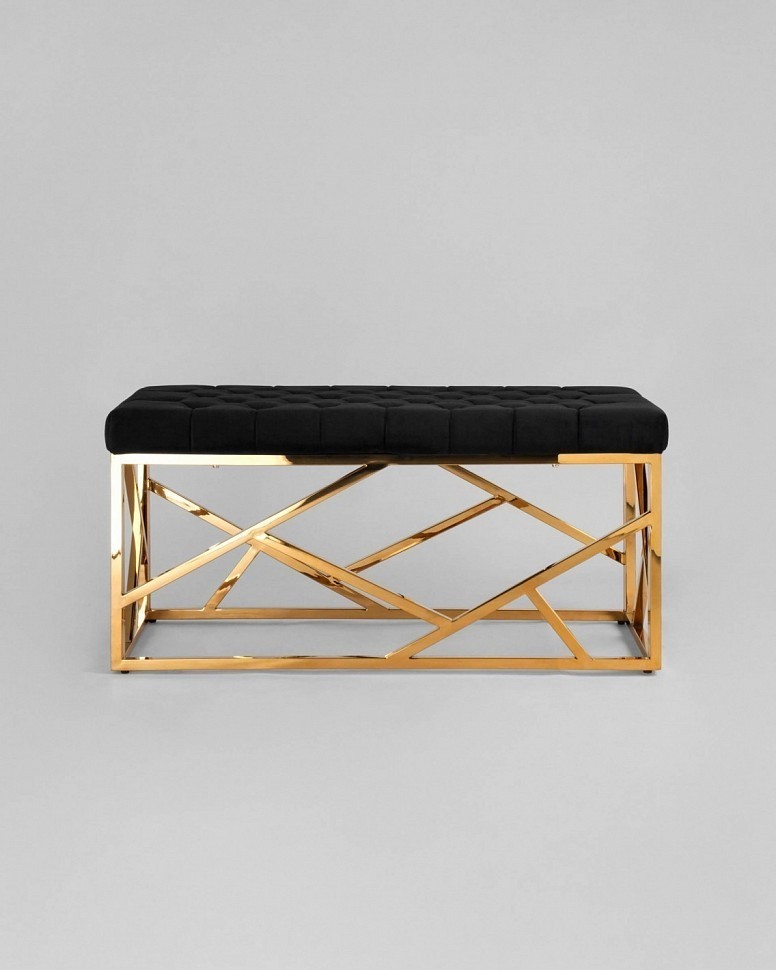 Банкетка-скамейка АРТ ДЕКО, вельвет черный, сталь золото Банкетка-скамейка АРТ ДЕКО, вельвет черный, сталь золото