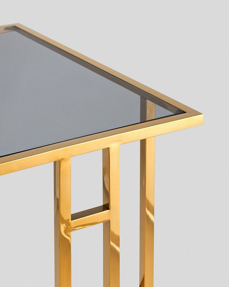 Журнальный столик 50*32 БОСТОН, стекло smoke, сталь золото Журнальный столик 50*32 БОСТОН, стекло smoke, сталь золото