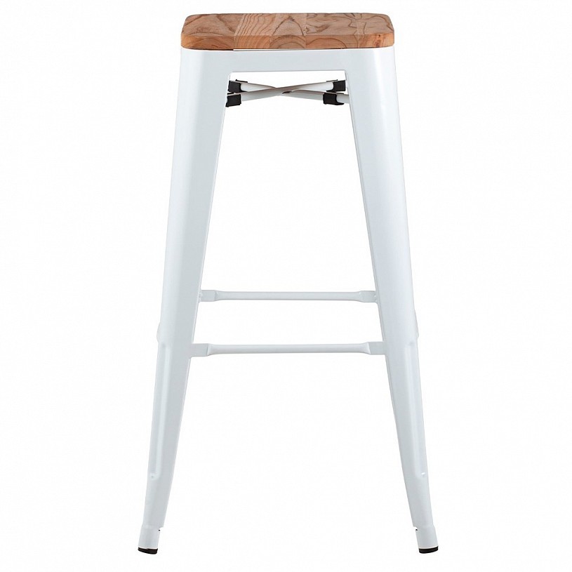 Стул барный TOLIX белый глянцевый + светлое дерево Стул барный TOLIX белый глянцевый + светлое дерево