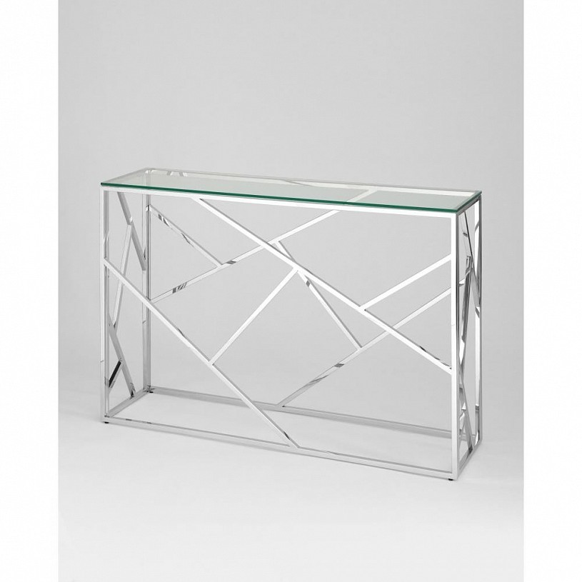 Консоль АРТ ДЕКО 115*30, прозрачное стекло, сталь серебро
