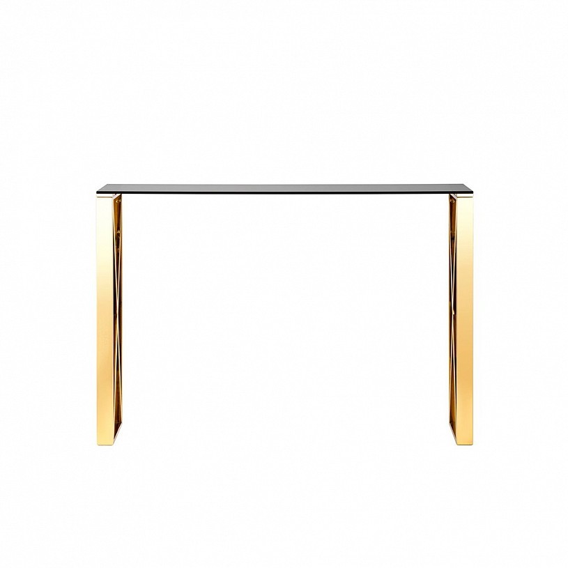 Консоль КРОСС 115*30, стекло smoke, сталь золото