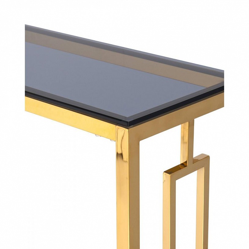 Консоль БРУКЛИН 115*30, стекло smoke, сталь золото
