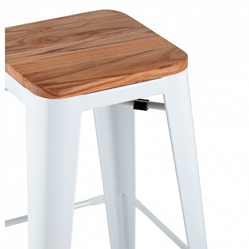 Стул барный TOLIX белый глянцевый + светлое дерево Стул барный TOLIX белый глянцевый + светлое дерево