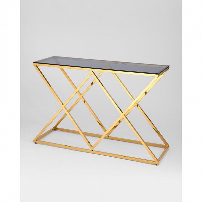 Консоль ИНСИГНИЯ 120*40, стекло smoke, сталь золото Консоль ИНСИГНИЯ 120*40, стекло smoke, сталь золото