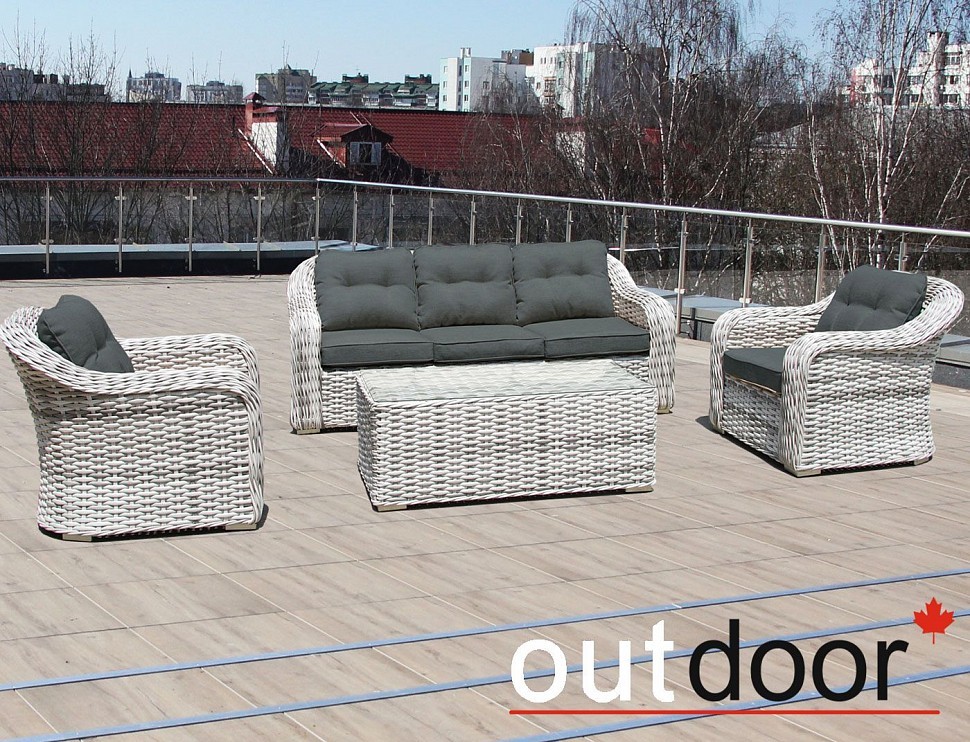 Комплект мебели из ротанга OUTDOOR Касабланка (3-местный диван, 2кресла, стол), ш/п, светлый микс Комплект мебели из ротанга OUTDOOR Касабланка (3-местный диван, 2кресла, стол), ш/п, светлый микс