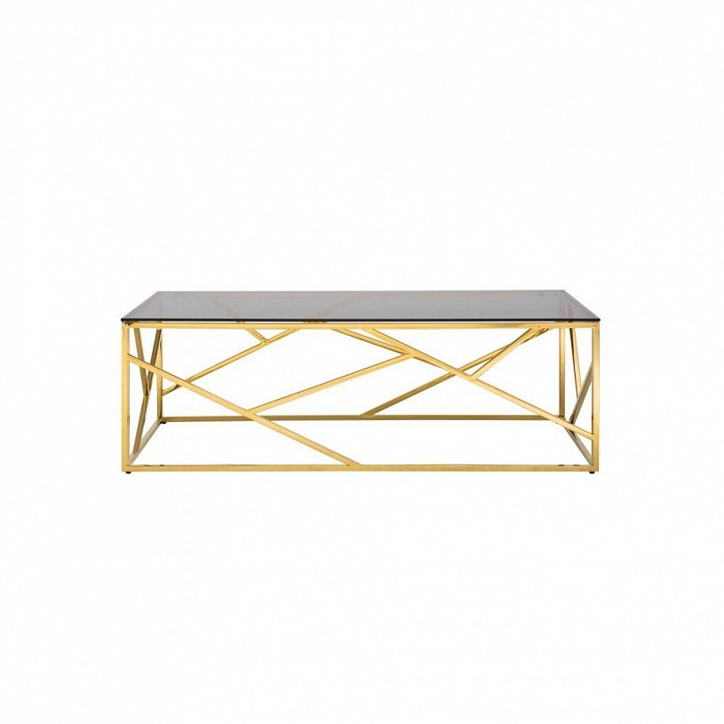 Журнальный стол 120*60 АРТ ДЕКО, стекло smoke, сталь золото Журнальный стол 120*60 АРТ ДЕКО, стекло smoke, сталь золото
