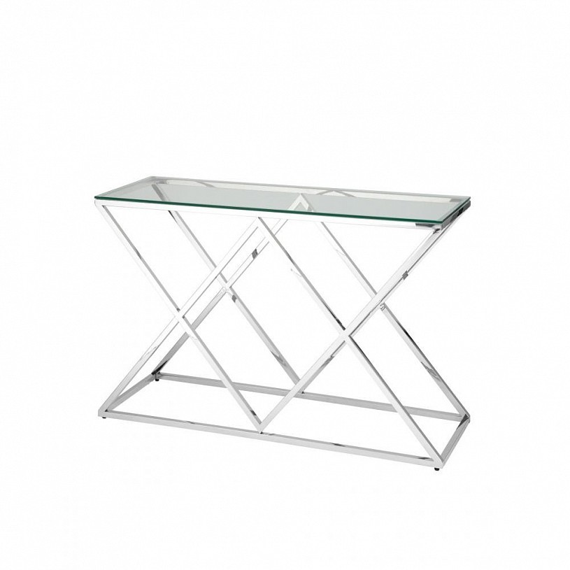 Консоль ИНСИГНИЯ 120*40, прозрачное стекло, сталь серебро