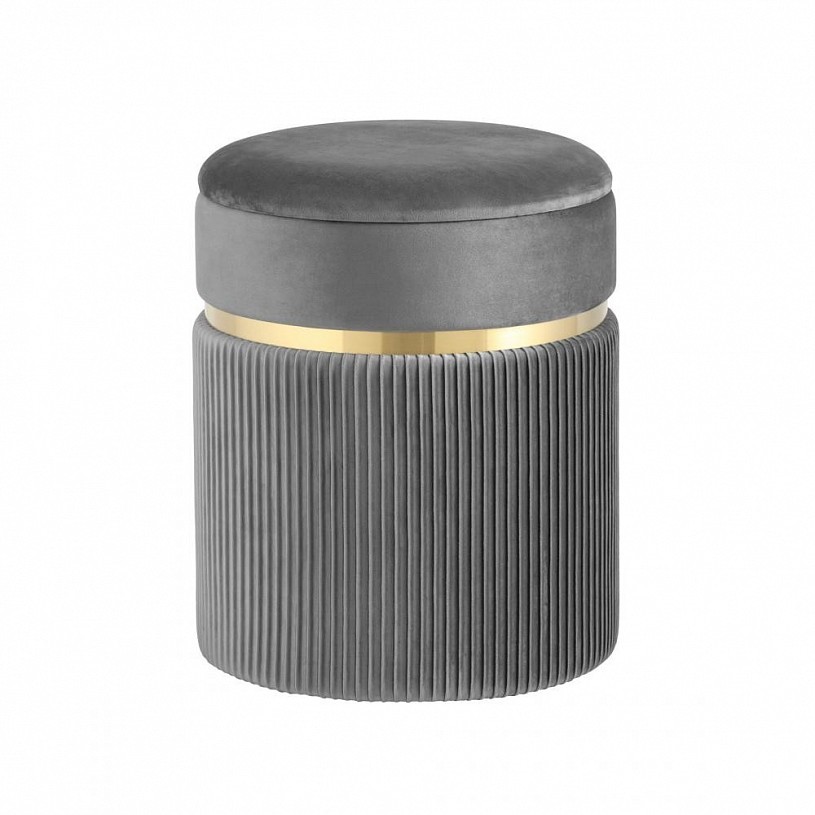 Пуф Миранда с ящиком, велюр серый