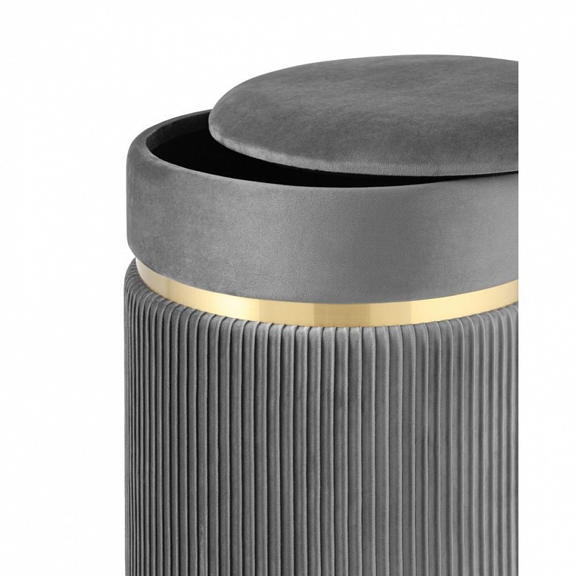 Пуф Миранда с ящиком, велюр серый