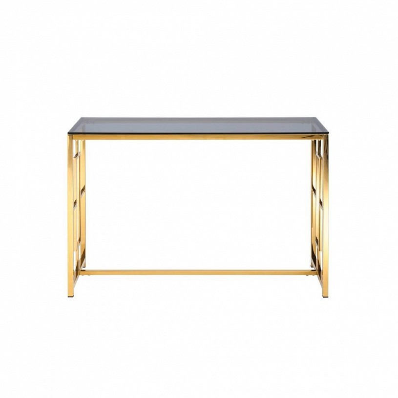 Консоль БРУКЛИН 120*40, стекло smoke, сталь золото
