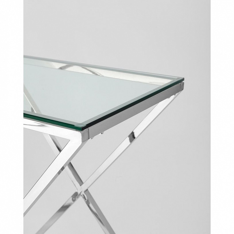 Консоль ИНСИГНИЯ 120*40, прозрачное стекло, сталь серебро
